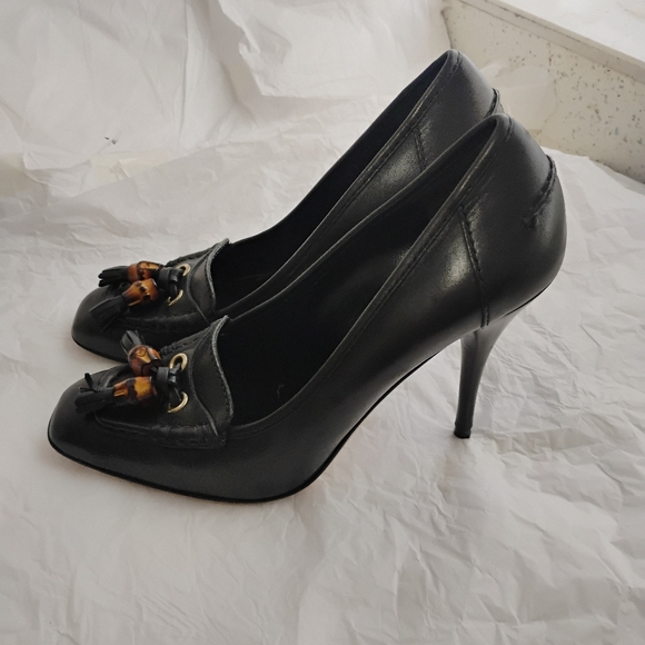 Gucci High Heel Loafers - Size 8b - Black - Leather - Picture 13 of 16